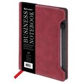 Блокнот А5 165x218мм BRAUBERG Perfect, под кожу софт-тач, держатель для ручки, 80 листов, клетка, бордовый, 116616 116616