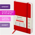 Блокнот МАЛЫЙ ФОРМАТ (91х140 мм) А6, BRAUBERG ULTRA, под кожу, 80 г/м2, 96 л., клетка, красный, 113025 113025