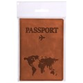 Обложка для паспорта "Passport Map", мягкая экокожа, коричневая, STAFF, 238876 238876