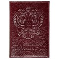 Обложка для паспорта натуральная кожа "Virginia", "Герб", темно-бордовая, BRAUBERG, 237199 237199