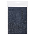 Обложка для паспорта натуральная кожа кайман, "PASSPORT", темно-синяя, BRAUBERG, 237196 237196