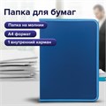 Папка на молнии пластиковая BRAUBERG "Contract", А4, 335х242 мм, внутренний карман, синяя, 225161 225161