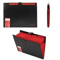 Папка-органайзер на кнопке 12 отделений, BRAUBERG "Extra", А4, черная с красным, 271934 271934