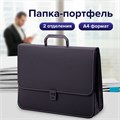 Папка-портфель пластиковая BRAUBERG "КОНСУЛ" А4 (370х280х120 мм), 2 отделения, фактура "бисер", черная, 223079 223079