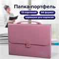 Папка-портфель пластиковая BRAUBERG А4 (327х254х30 мм), 13 отделений, розовая, 221441 221441