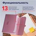 Папка-портфель пластиковая BRAUBERG А4 (327х254х30 мм), 13 отделений, розовая, 221441 221441