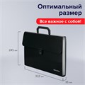 Папка-портфель пластиковая BRAUBERG А4 (332х245х35 мм), 13 отделений, фактура диагональ, черная, 221375 221375