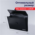 Папка-портфель пластиковая BRAUBERG А4+ (390х260х40 мм), 3 отделения, фактура линейная, черная, 221389 221389