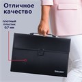 Папка-портфель пластиковая BRAUBERG А4+ (390х260х40 мм), 3 отделения, фактура линейная, черная, 221389 221389