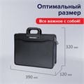 Папка-портфель пластиковая BRAUBERG А4+ (390х320х120 мм), 4 отделения, фактура под дерево, черная, 221391 221391