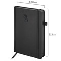 Ежедневник датированный 2025, А5, 138х213 мм, BRAUBERG "Plain", под кожу, резинка, держатель для ручки, черный, 115915 115915