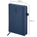 Ежедневник датированный 2025, А5, 138х213 мм, BRAUBERG "Plain", под кожу, резинка, держатель для ручки, синий, 115916 115916