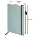 Ежедневник недатированный А5 138x213мм BRAUBERG Velvet, резинка, держатель, 160л, серо-голубой, 116245 116245