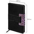 Ежедневник недатированный А5 138х213 мм, BRAUBERG "Safari", под кожу, магнит, 160 л., Leopard, фиолетовый, 116593 116593