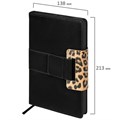 Ежедневник недатированный А5 138х213 мм, BRAUBERG "Safari", под кожу, магнит, 160 л., Leopard, черный, 116592 116592