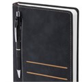 Ежедневник недатированный А5 138х213мм BRAUBERG Slot, под кожу, держатель для ручки, 160 листов, черный, 116605 116605