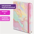 Ежедневник недатированный с резинкой А5 (145х203 мм), BRAUBERG, твердый, фольга, 128 л., "Marble", 114564 114564