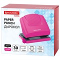 Дырокол BRAUBERG "SUPER", до 30 листов, цвет маджента и черный, 272745 272745