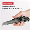Нож канцелярский 18 мм BRAUBERG "Metallic", роликовый фиксатор, резиновые вставки, металл, 237159 237159