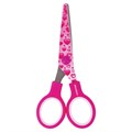 Ножницы 130 мм с цветной печатью "Сердечки", малиновые, закругленные, BRAUBERG KIDS, 232275 232275