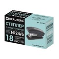 Степлер №24/6, 26/6 МИНИ BRAUBERG "Black Jack", до 18 листов, антистеплер, черный, 227762 227762