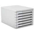 Блок из 6 закрытых лотков для бумаги, настольный, ERICH KRAUSE, А4+, 210х270х365 мм, серый, 63 231900