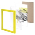 Рамка 15х21 см небьющаяся, багет 17,5 мм, пластик, BRAUBERG "Colorful", желтая, 391245 391245