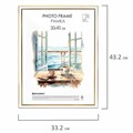 Рамка 30х40 см небьющаяся, багет 20 мм пластик, BRAUBERG "HIT3", белая с двойной позолотой, 391383 391383