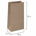 Крафт-пакет бумажный 18х12х29 см, КОМПЛЕКТ 100 шт., плотность 90 г/м2, LAIMA ECO CRAFT, 609683 609683
