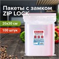 Пакеты с замком ZIP LOCK "зиплок", комплект 100 шт., 200х300 мм, ПВД, толщина 40 микрон, BRAUBERG, 606216 606216