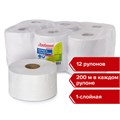 Бумага туалетная ЛЮБАША (Система T2) 1-слойная 12 рулонов по 200 метров, отбеленная, 124546, 124546 (МП-40) 124546