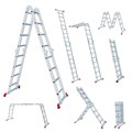 Лестница-трансформер алюминиевая 4х4 ступени, высота 4,5 м (4 секции по 1,2 м) до 150 кг, вес 16,5 кг, НОВАЯ ВЫСОТА, 3320404 601909