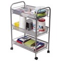Этажерка (тележка) BRABIX офисно-бытовая 3 яруса, на колесах, металл, серебристая, 43,5х26х62,5 см, 603752 603752