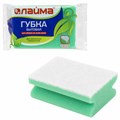Губка бытовая MEGA, 48х120х86 мм, поролон/абразив, профильная, кафель/уборка/посуда, LAIMA, К1013, 601556 601556