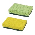 Губки бытовые, 20х95х65 мм, КОМПЛЕКТ 2 шт., ЦЕЛЛЮЛОЗНЫЕ (губчатые) с АБРАЗИВОМ, LAIMA, К1106, 605487 605487