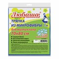 Тряпка для мытья пола, ПЛОТНАЯ микрофибра, 70х80 см, синяя, 220 г/м2, ЛЮБАША "ПЛЮС", 606309 606309
