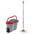 Комплект для уборки: швабра, ведро 14 л/7 л с отжимом и педалью, 2 круглые насадки-кольцо, LAIMA, 603622 603622