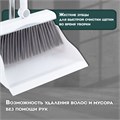 Совок для мусора + щетка на длинных рукоятках, 81 см, бело-серый, разборный, LAIMA, 608953 608953