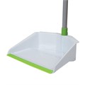 Совок для мусора + щетка, рукоятки 80 см с резьбой, пластик, зелено-белый, "ЛЕНИВКА", ЛЮБАША, 603616 603616