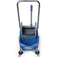 Тележка уборочная BRABIX, 1 съемное ведро 25 л, механический отжим, корзина, металлический каркас, синяя, 601498 601498