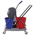 Тележка уборочная BRABIX, 2 съемных ведра 17 л, механический отжим, пластиковый каркас, 606660 606660