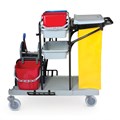 Тележка уборочная BRABIX, ведра 2х20 л, 2х11 л, механический отжим, держатель для мешка, мешок, 2 поддона, 601501 601501