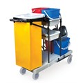Тележка уборочная BRABIX, ведра 2х20 л, 2х11 л, механический отжим, держатель для мешка, мешок, 2 поддона, 601501 601501