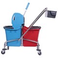 Тележка уборочная, 2 съемных ведра по 25 л, механический отжим, корзина, BRABIX, Турция, 607903 607903