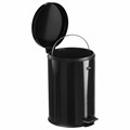 Ведро мусорное с педалью 20 литров "Classic", ЧЕРНОЕ ГЛЯНЦЕВОЕ, металлическое, со съемным внутренним ведром, LAIMA, 604945 604945