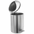 Ведро мусорное с педалью 20 литров, УСИЛЕННОЕ, кольцо под мешок, хром, нержавеющая сталь, ТИТАН 607727