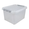 Ящик-контейнер 36 л с КРЫШКОЙ НА ЗАЩЕЛКАХ "ПРОФИ", 29х50х39 см штабелируемый, ПРОЧНЫЙ, прозрачный, 437950000 608203