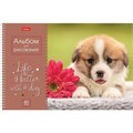 Альбом для рисования А4 40 л., спираль, обложка картон, HATBER, 205х290 мм, "Doggie-Щенки" (4 вида), 067478, 40А4Всп 113081