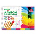 Альбом для рисования, А4, 40 листов, гребень, обложка картон, BRAUBERG KIDS, 195х285 мм, "Творчество" (2 вида), 106684 106684