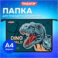 Папка для тетрадей ПИФАГОР А4, 1 отделение, картон/пластик, на молнии, "Dino world", 272131 272131